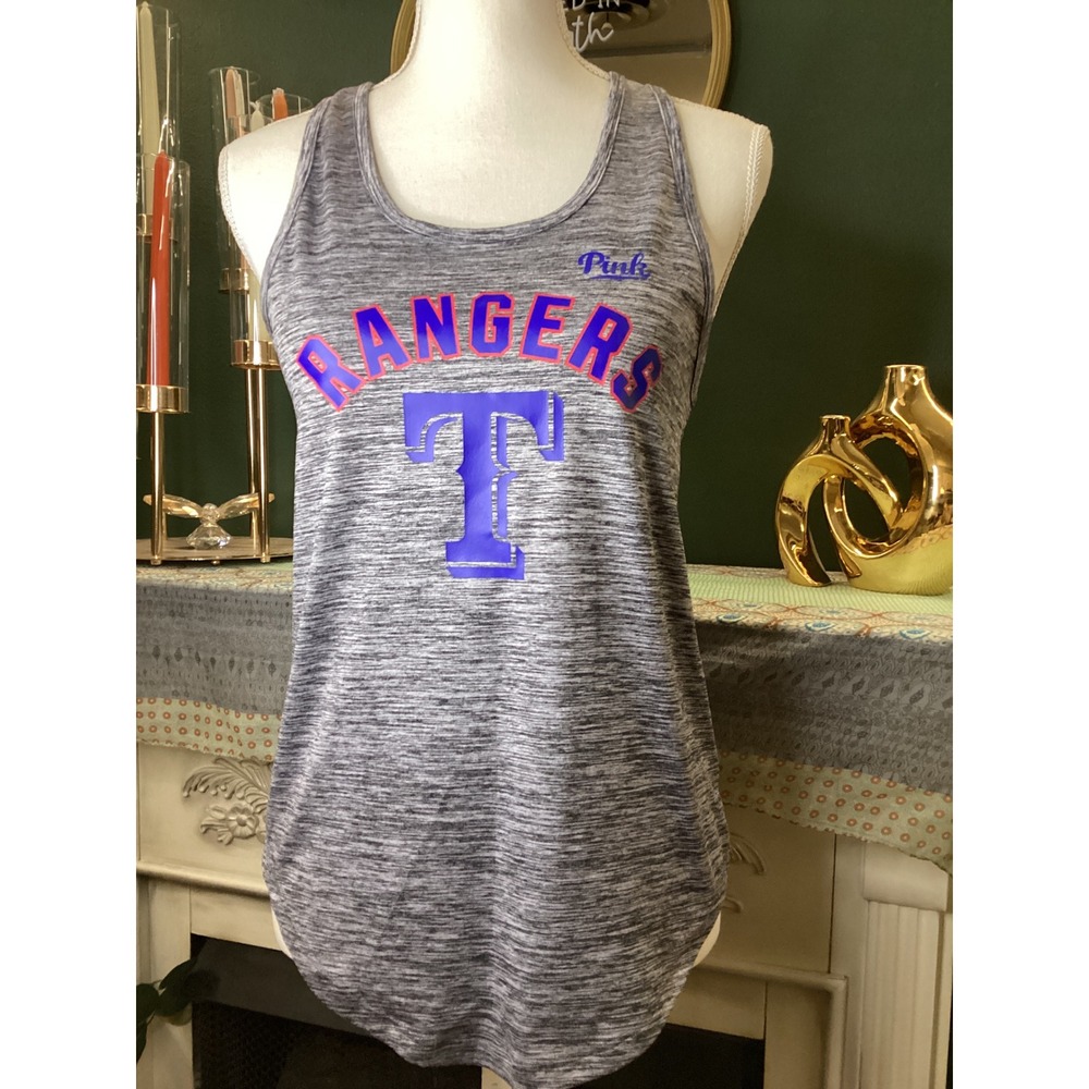 Victoria's Secret PINK Texas Rangers MLB Tank‎ Top Gray Space Dye Racerback XS